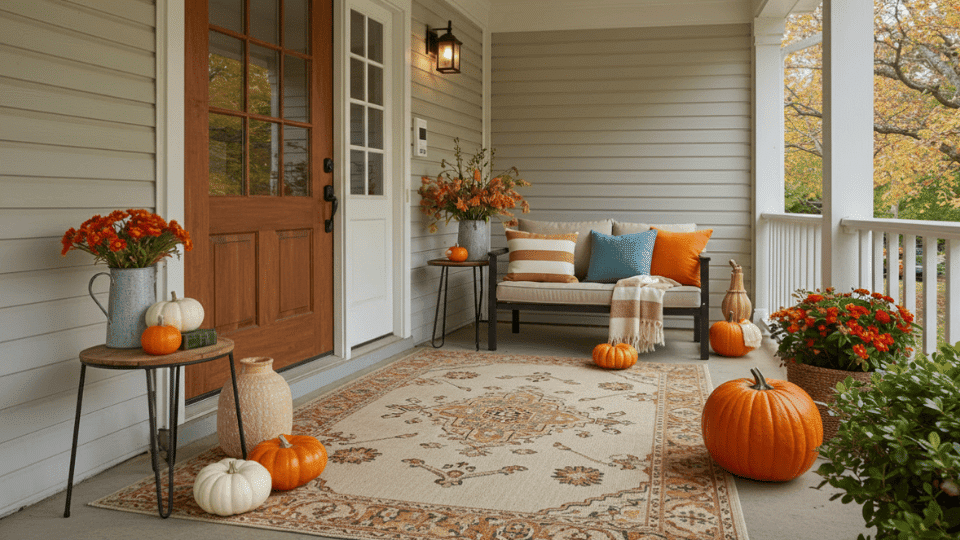 Add a Small Outdoor Rug for Warmth