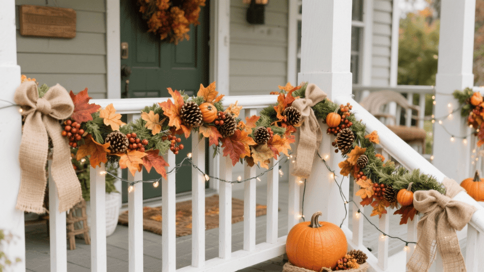 Autumn Garland Along the Railing