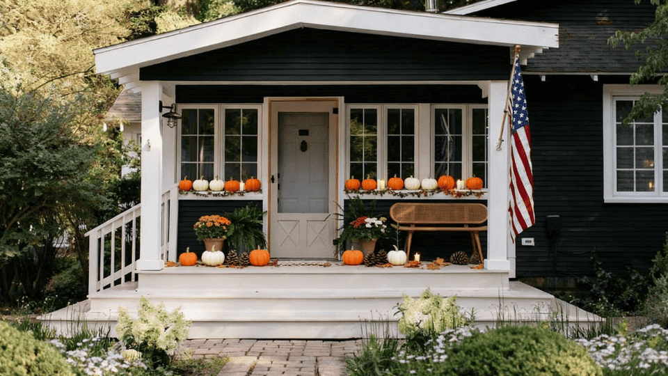 Mini Pumpkins on Narrow Window Sills