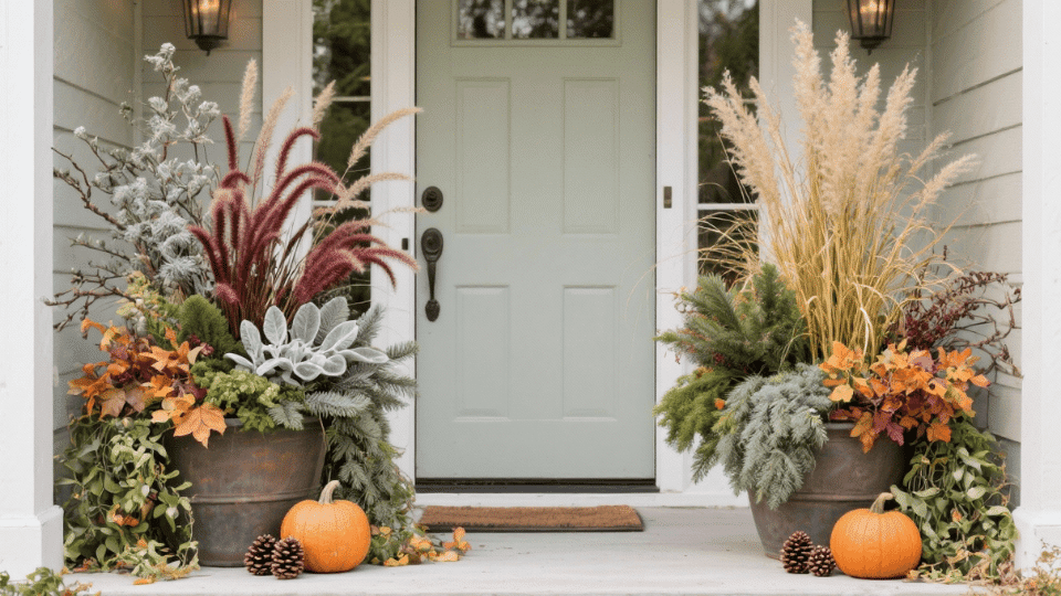 Mixed Greenery Planters with Seasonal Grasses