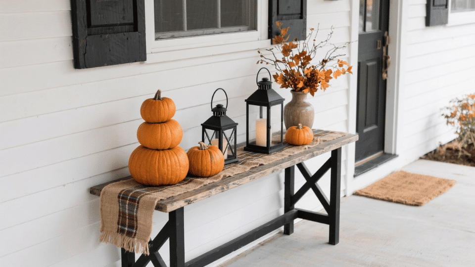 Narrow Console Table for Pumpkins and Lanterns