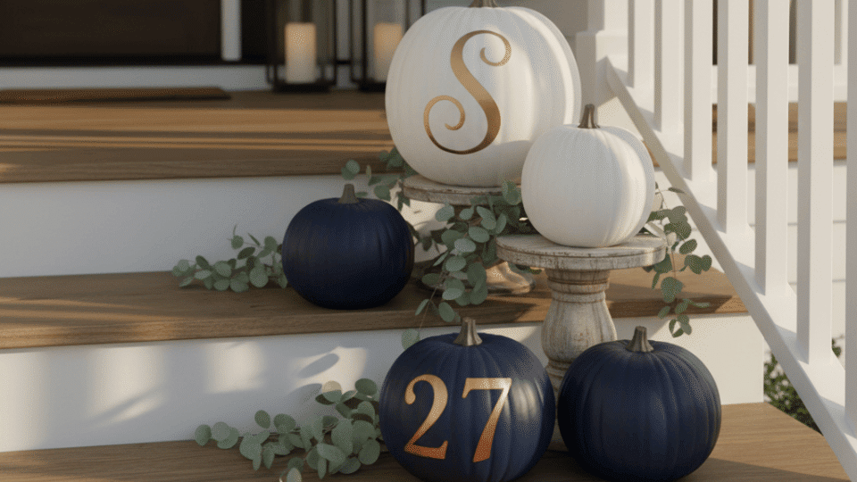 Painted Pumpkins with Monograms or Metallic