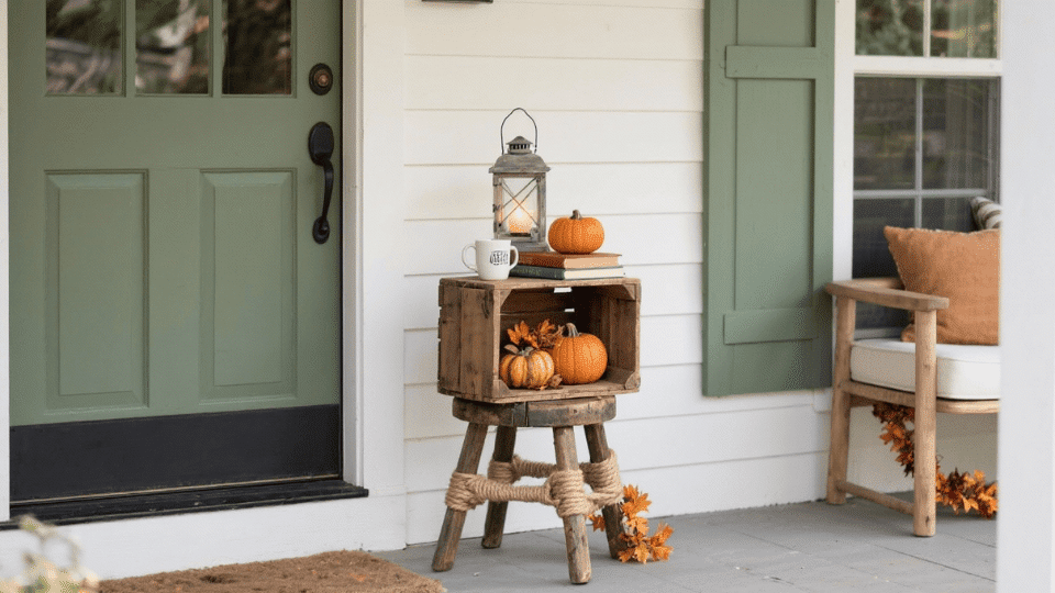 Rustic Stool as Small Side Table