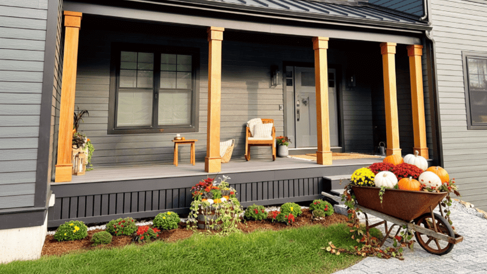 Rustic Wheelbarrow Filled with Pumpkins or Mums
