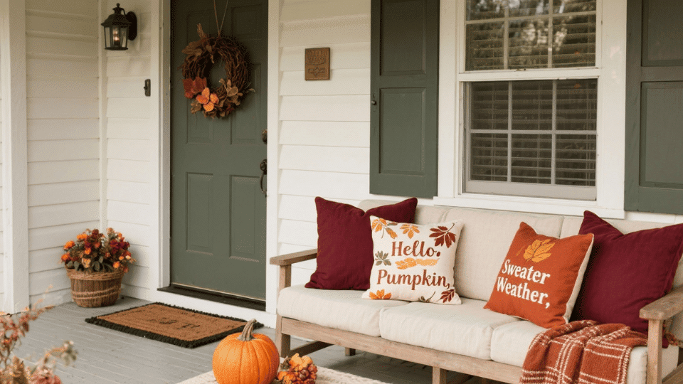 Throw Pillows with Fall Quotes or Motifs