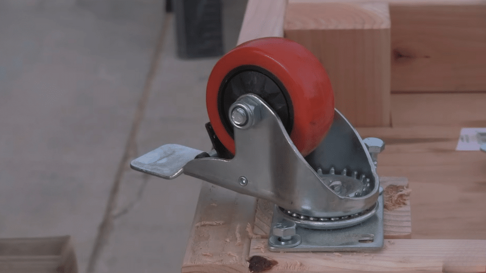 attaching the casters to build a diy workbench