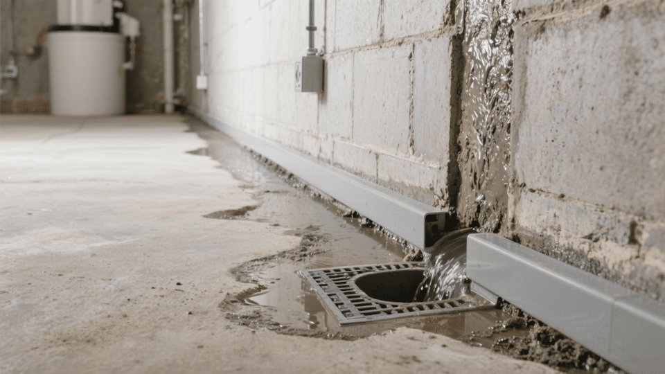 baseboard drainage system