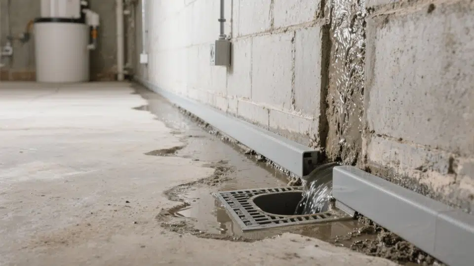 baseboard drainage system