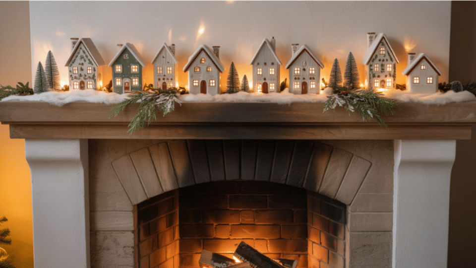 candlelit village mantel