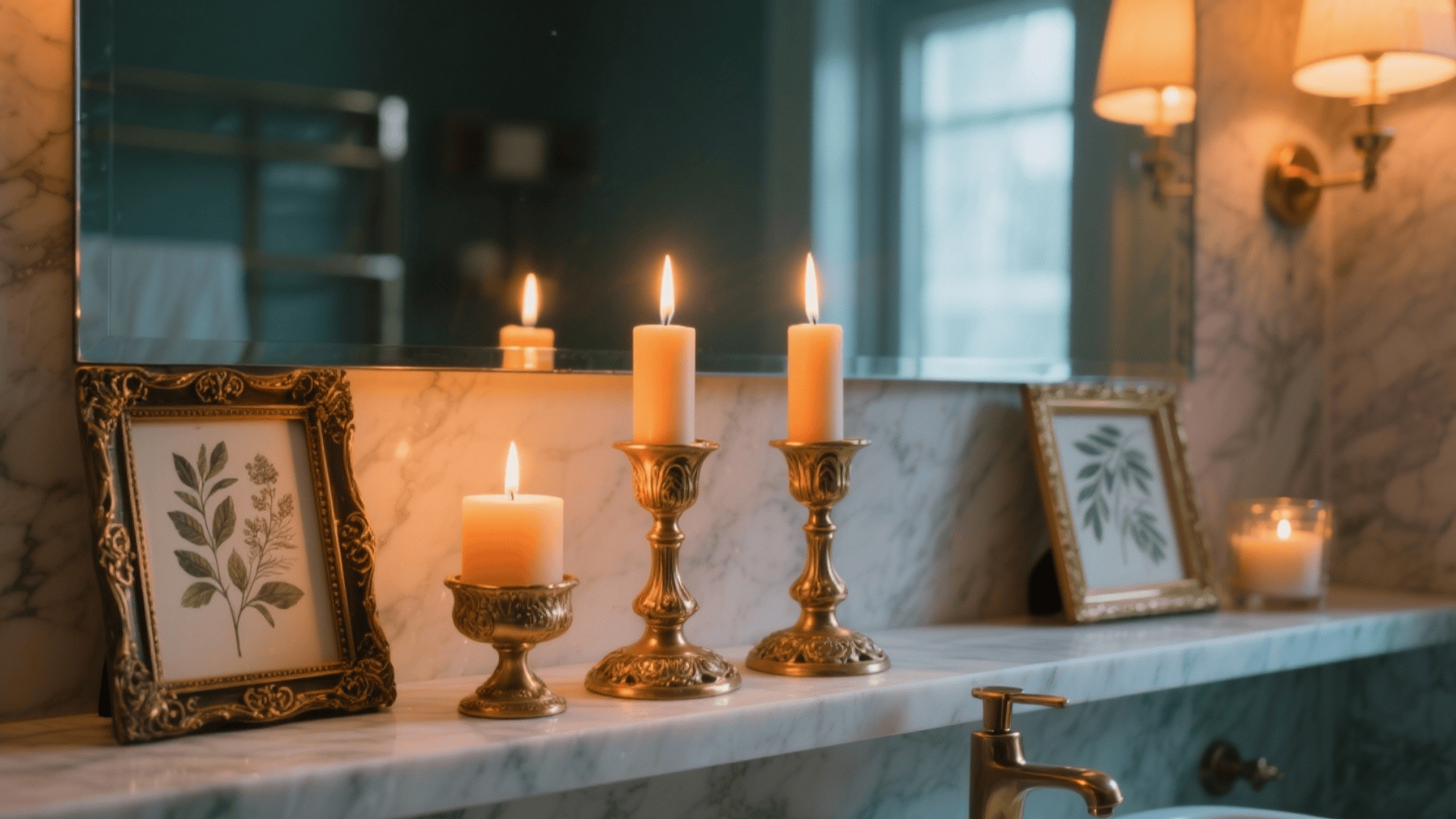 candles vintage mirrors and framed prints