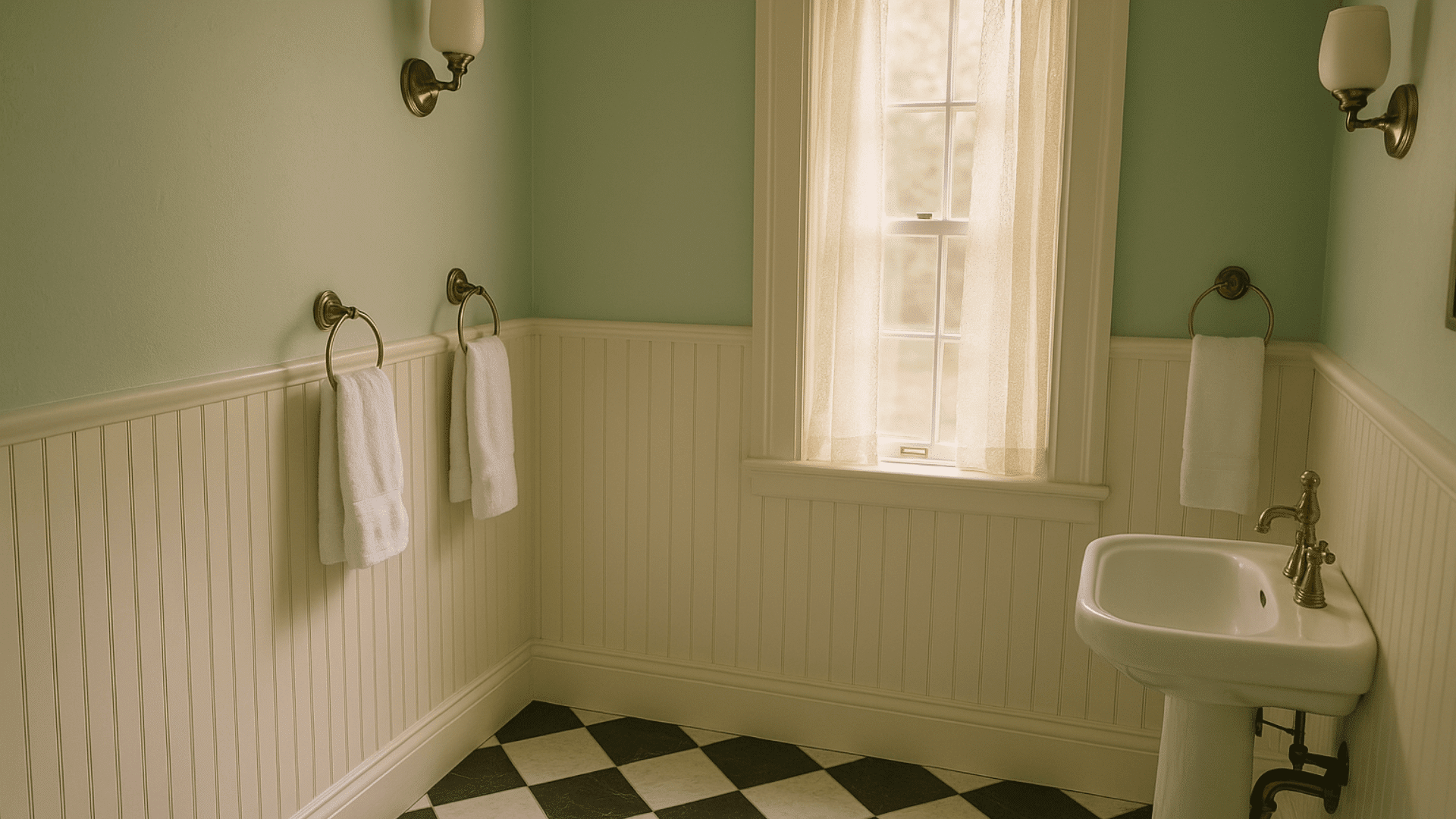 classic beadboard wainscoting bathroom