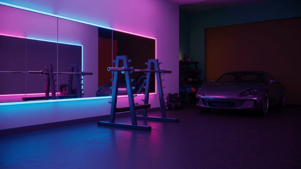 mirror wall expansion half garage gym