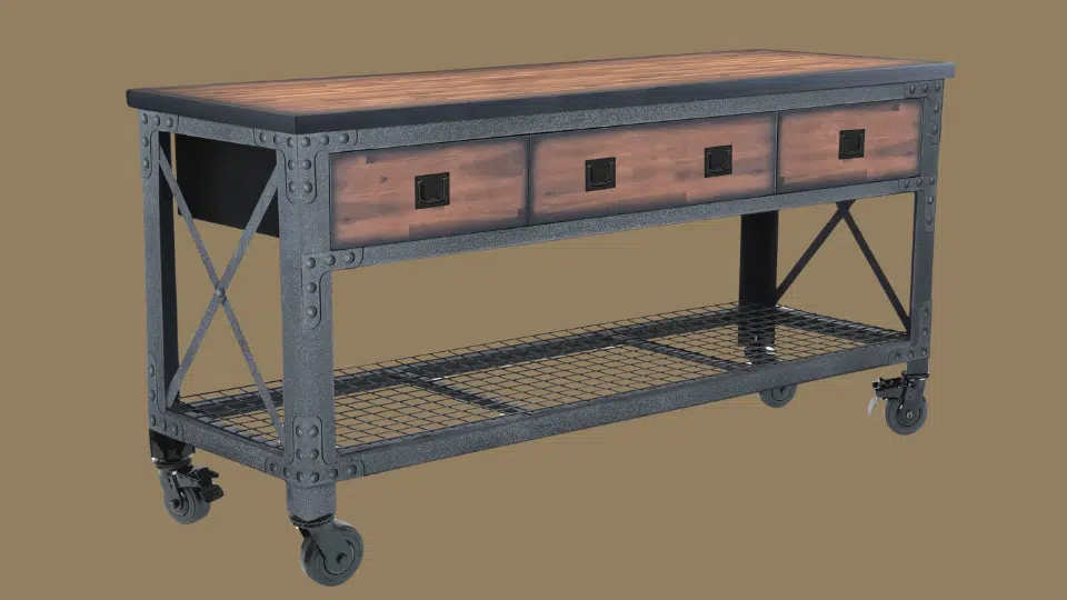 modular rolling workbench with rollers