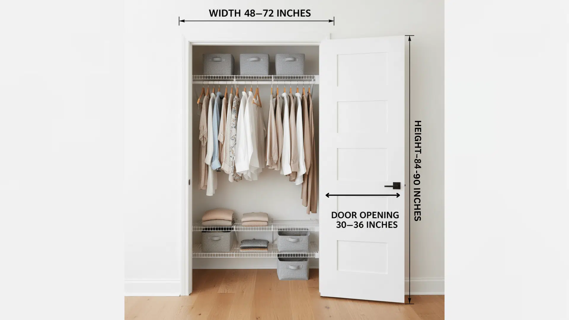 standard reach in closet dimensions