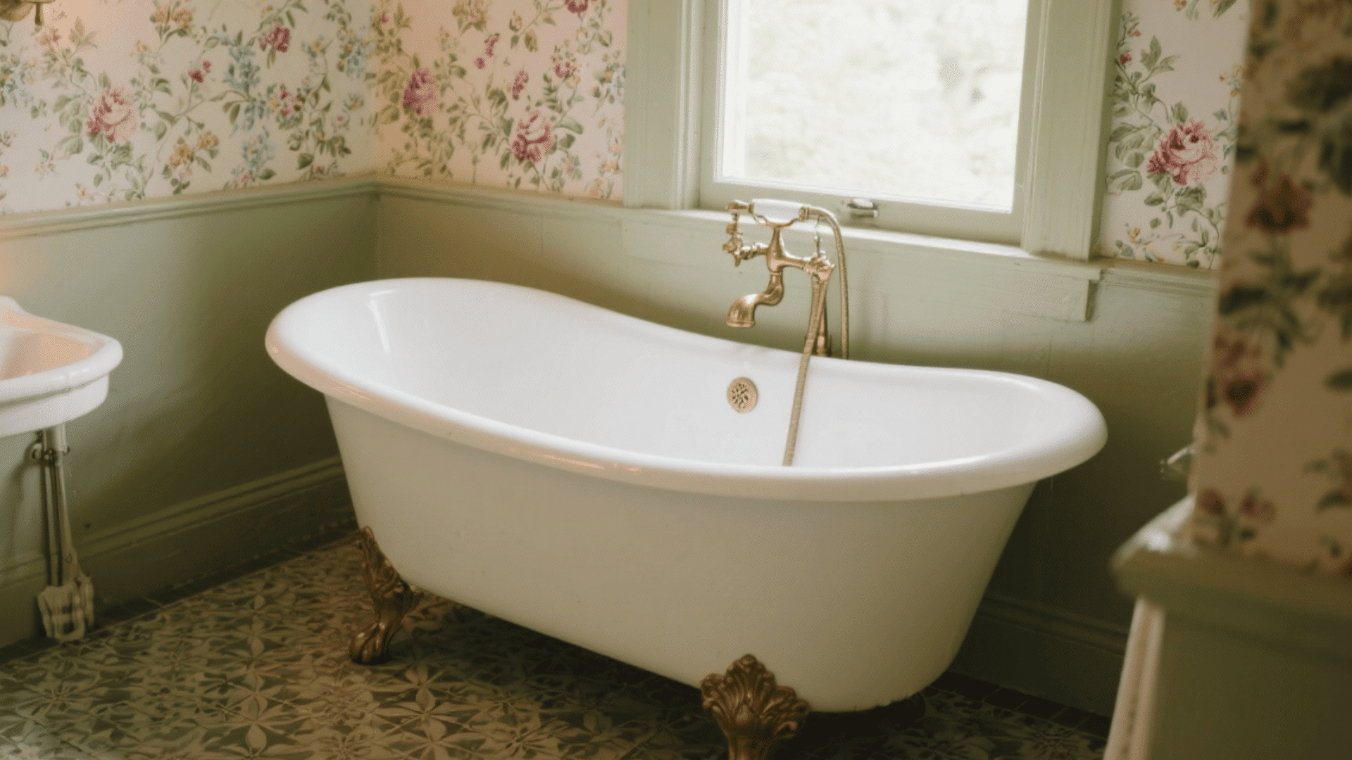 victorian slipper bathtub with high backrest and ornate feet