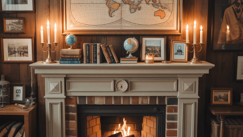 vintage travelers mantel