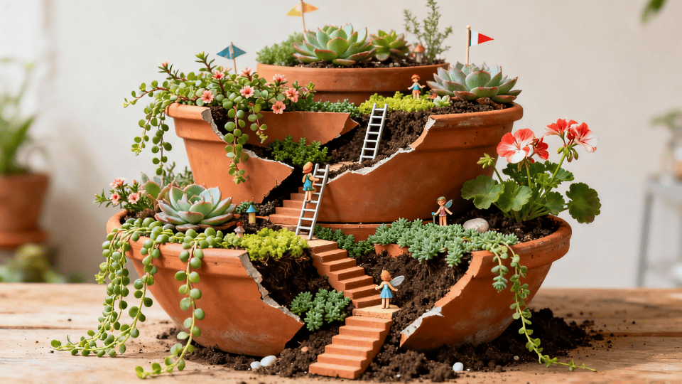 Broken Pot Fairy Garden