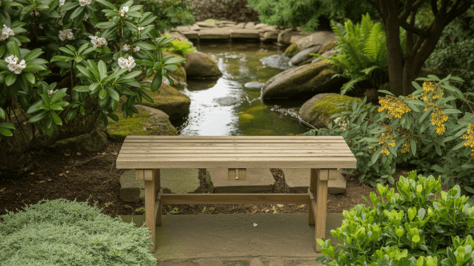 Meditation Bench by Water or Rocks