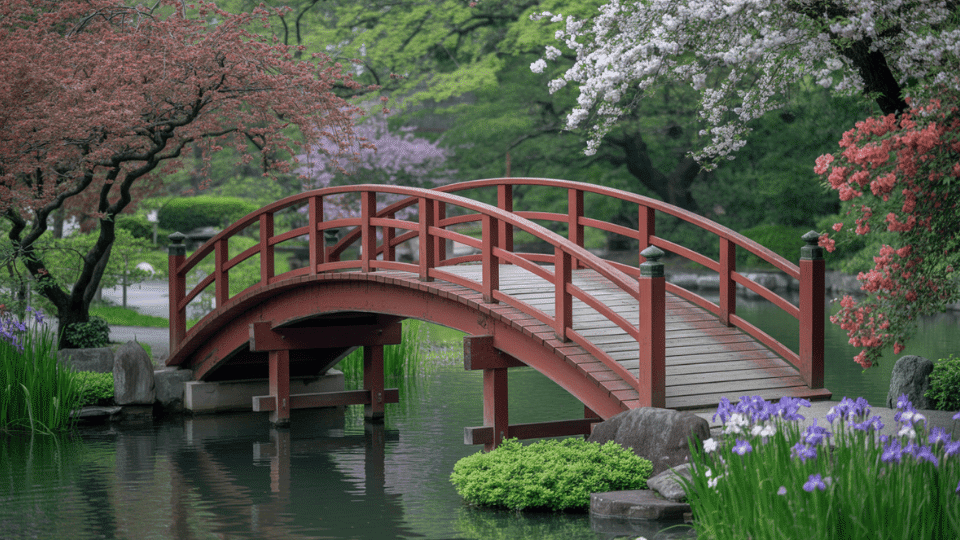 Red Japanese Footbridge