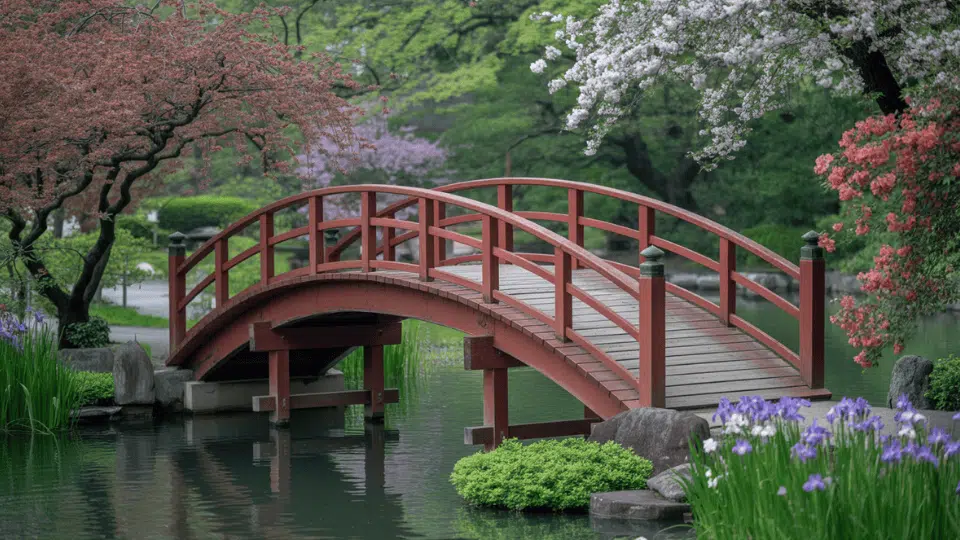 Red Japanese Footbridge