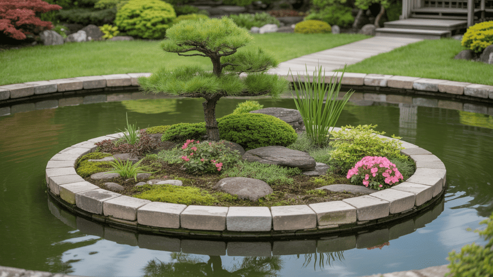 Small Island Garden within a Pond