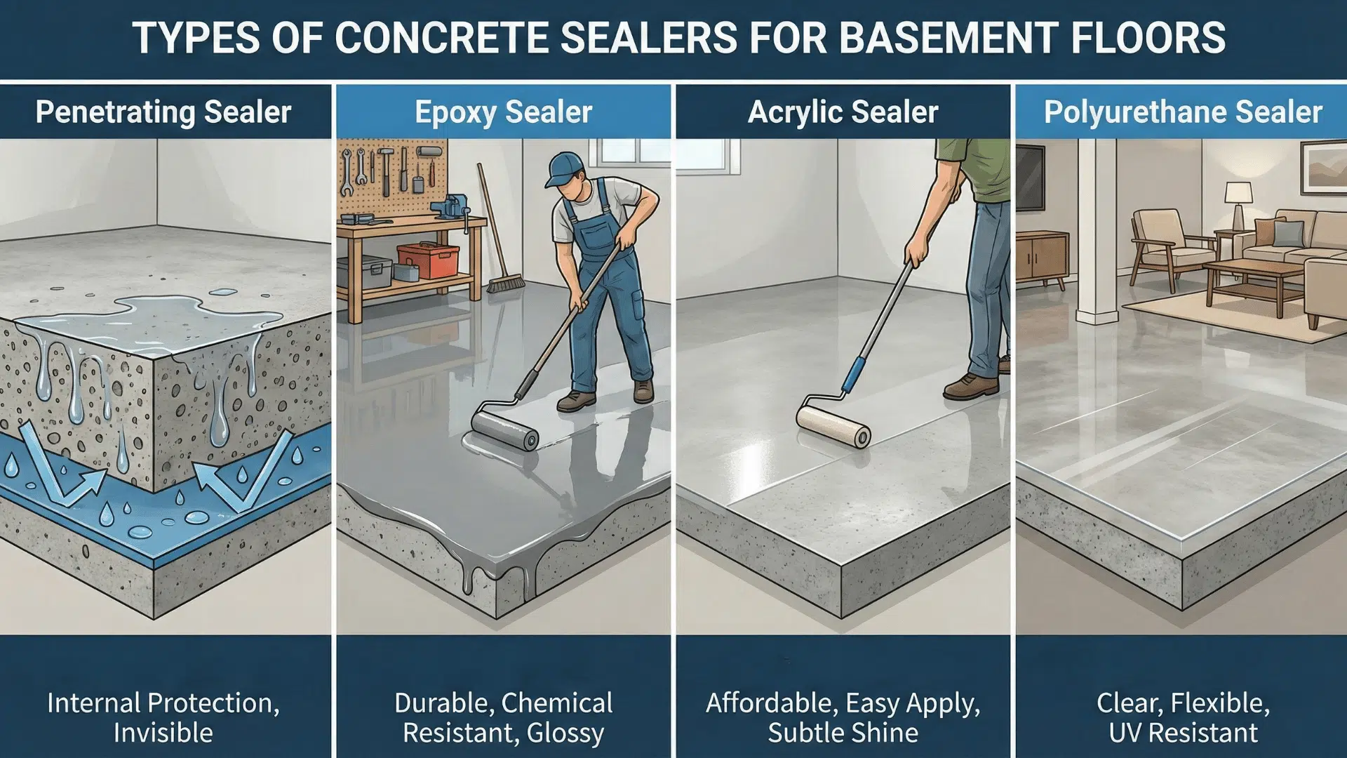 Types of Concrete Sealers for Basement Floors