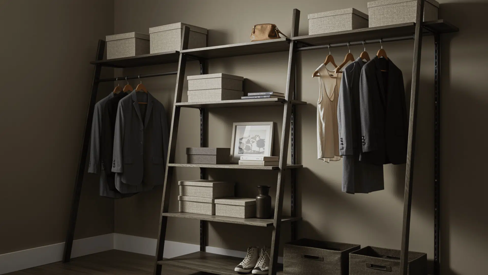 built in ladder shelf closet system