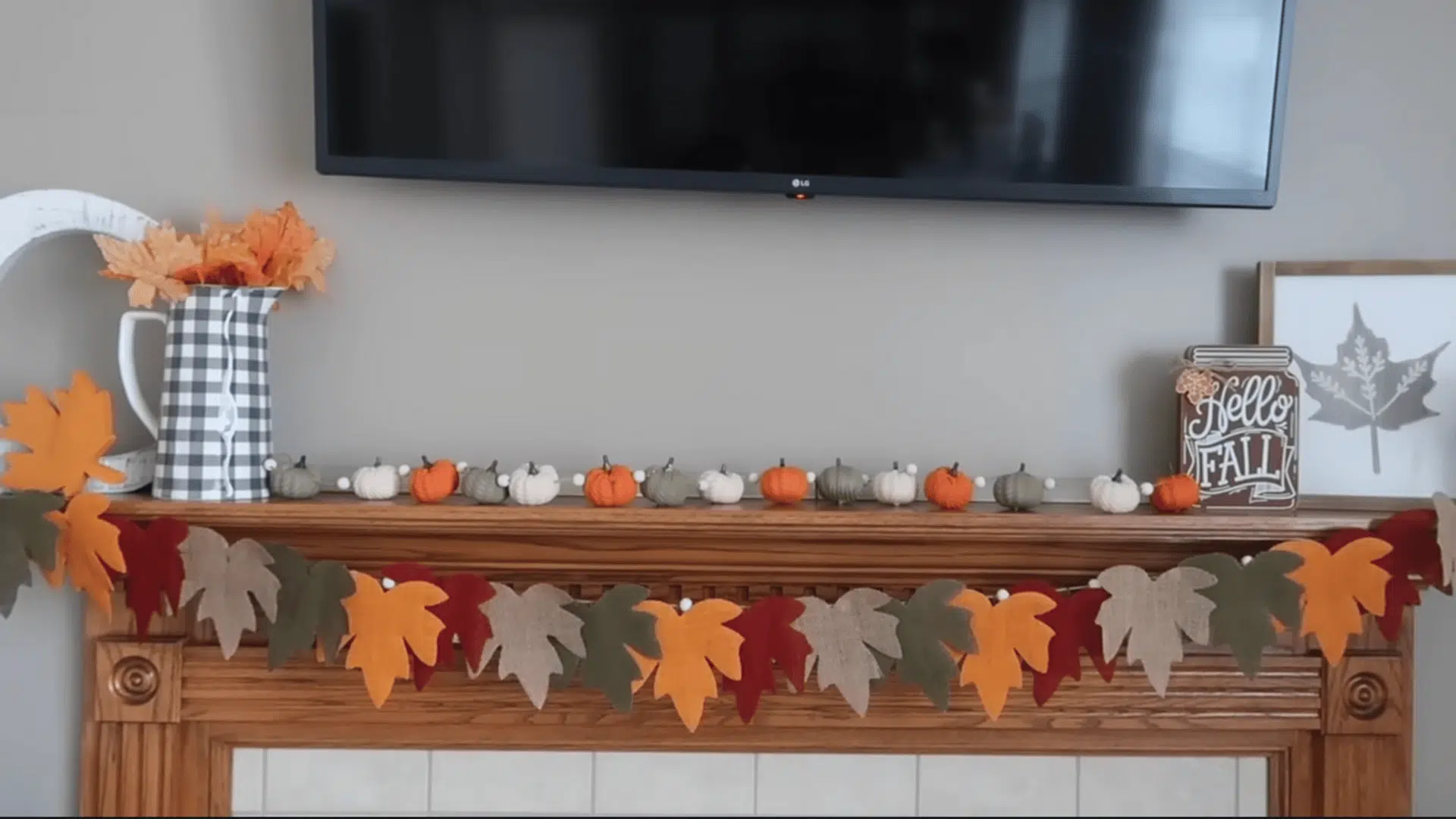 burlap leaf and bead garland