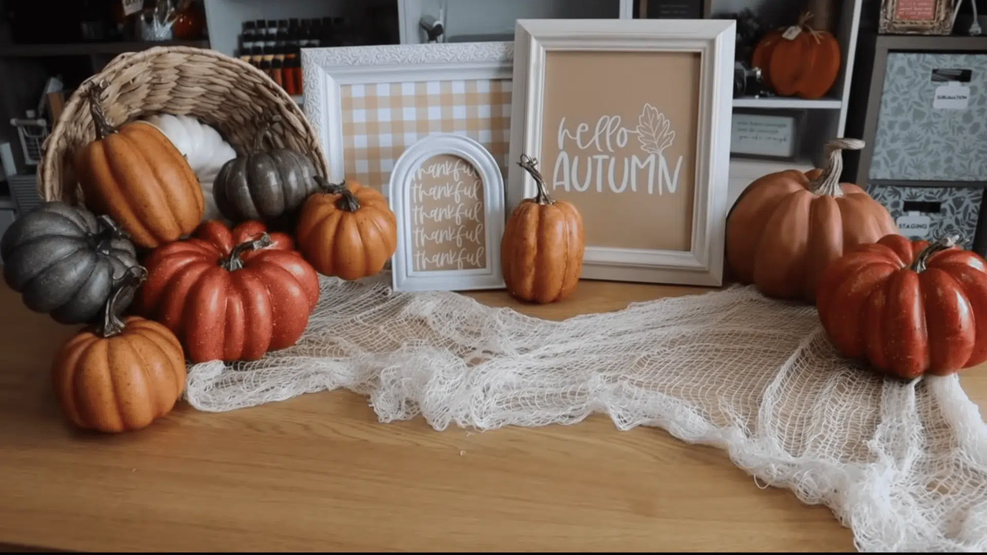 cascading cornucopia pumpkins