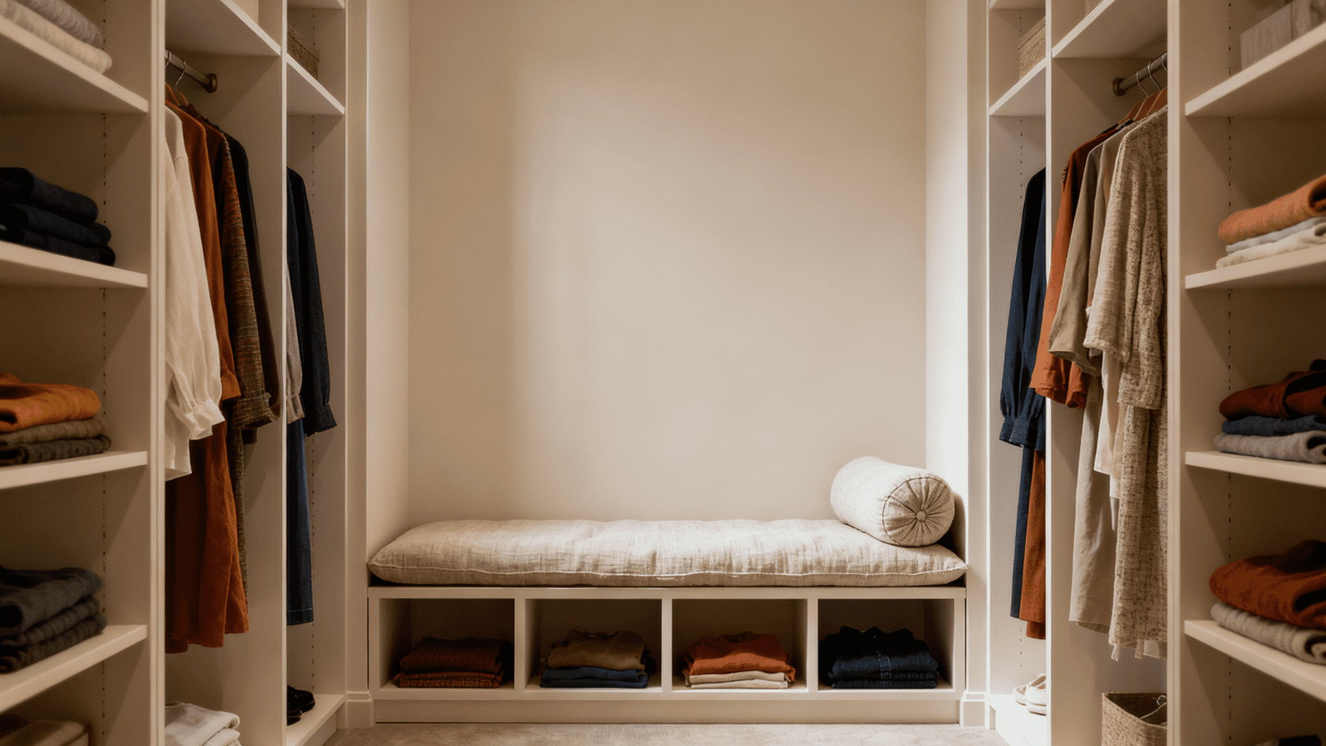 closet bench with vertical towers