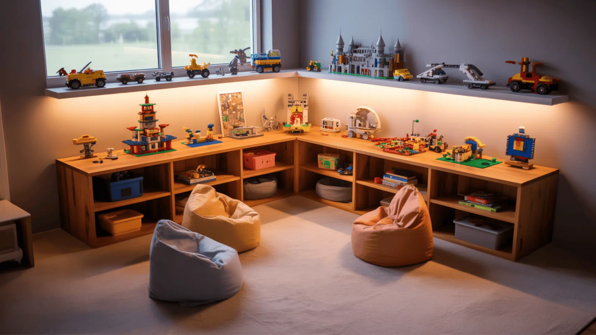 custom corner lego station