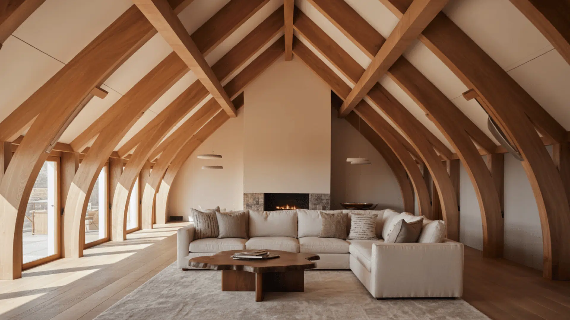 exposed wooden beams