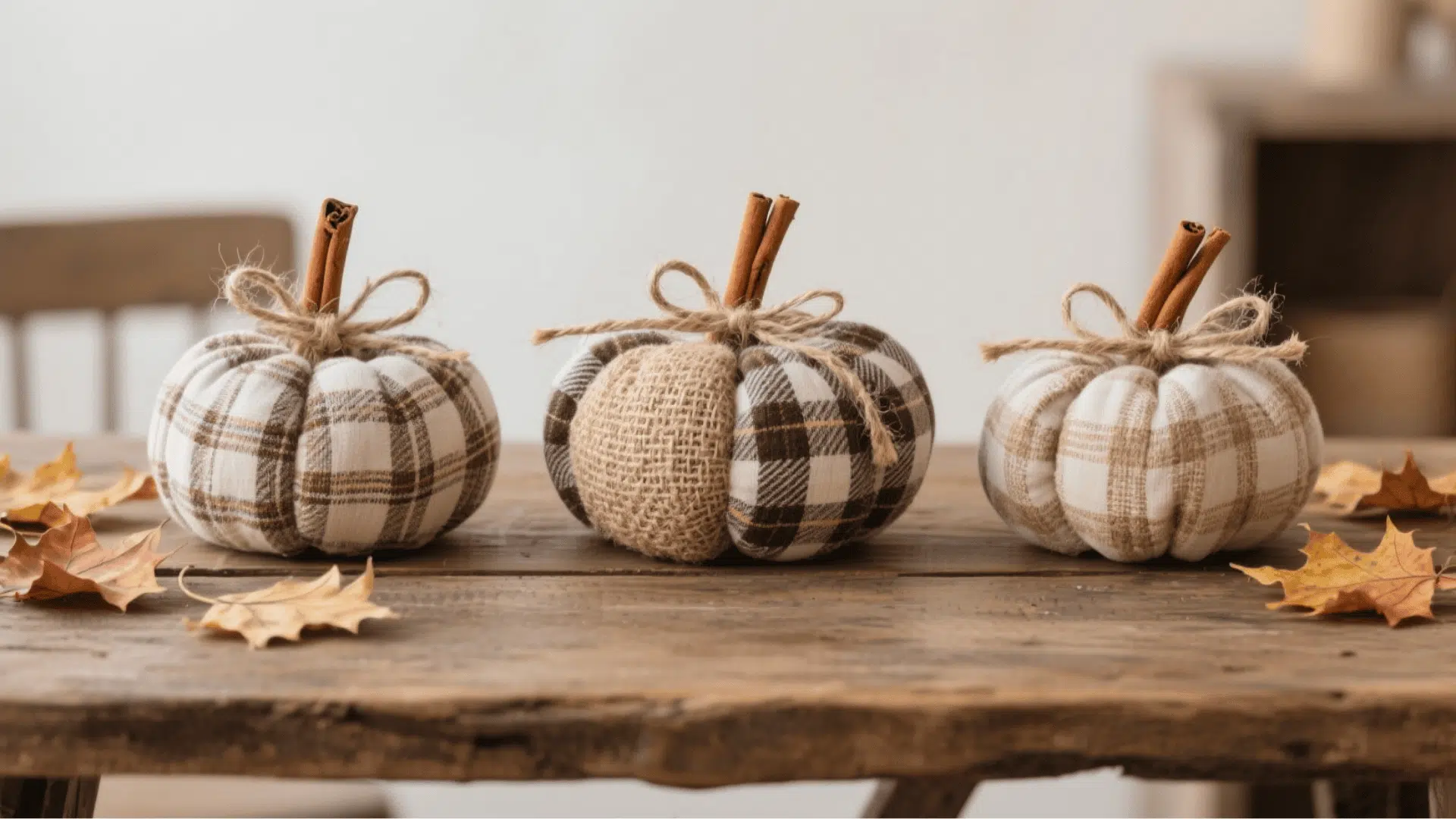 fabric pumpkin trio