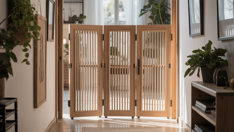 folding wooden dog gate