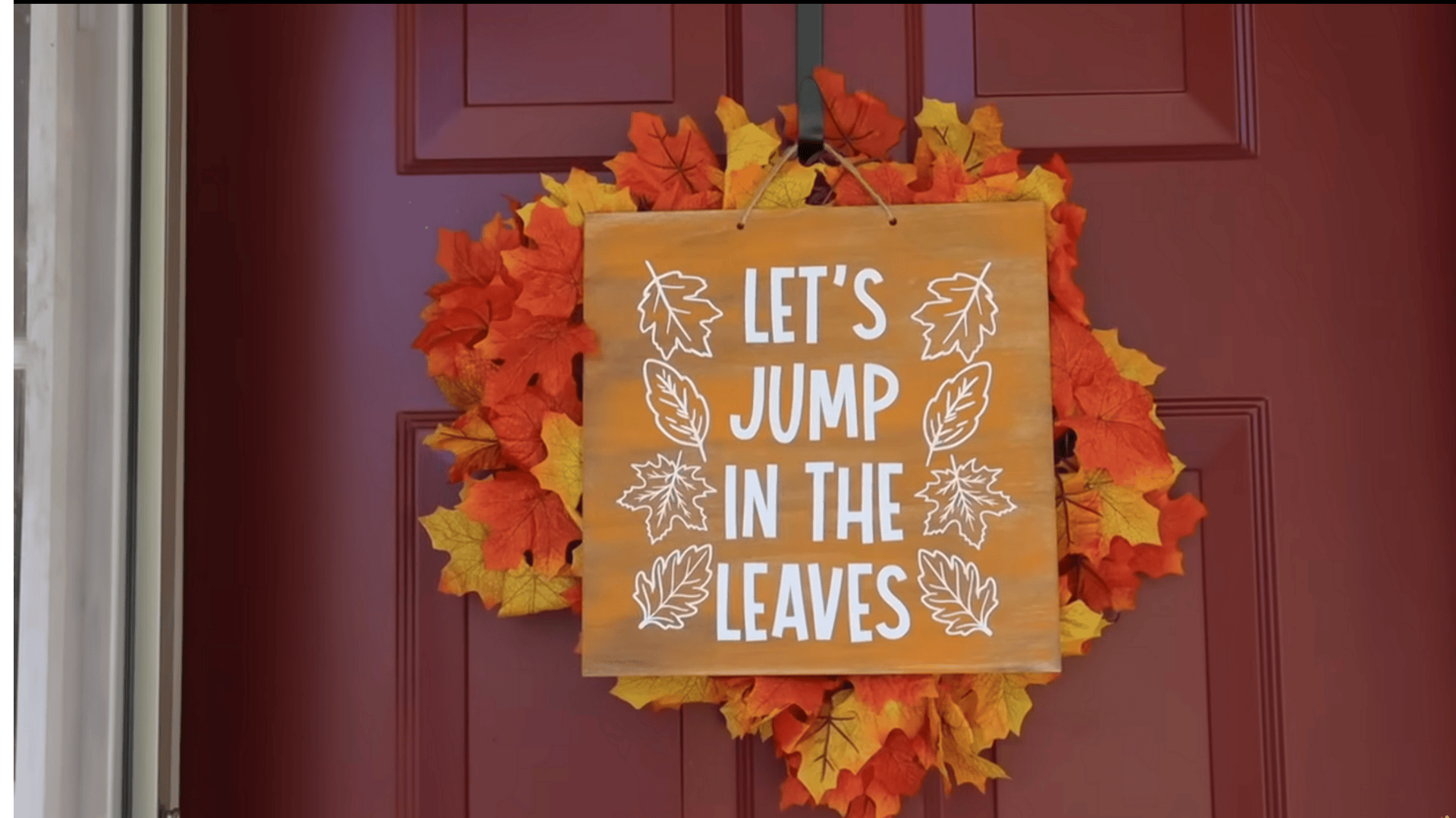 jump in the leaves sign