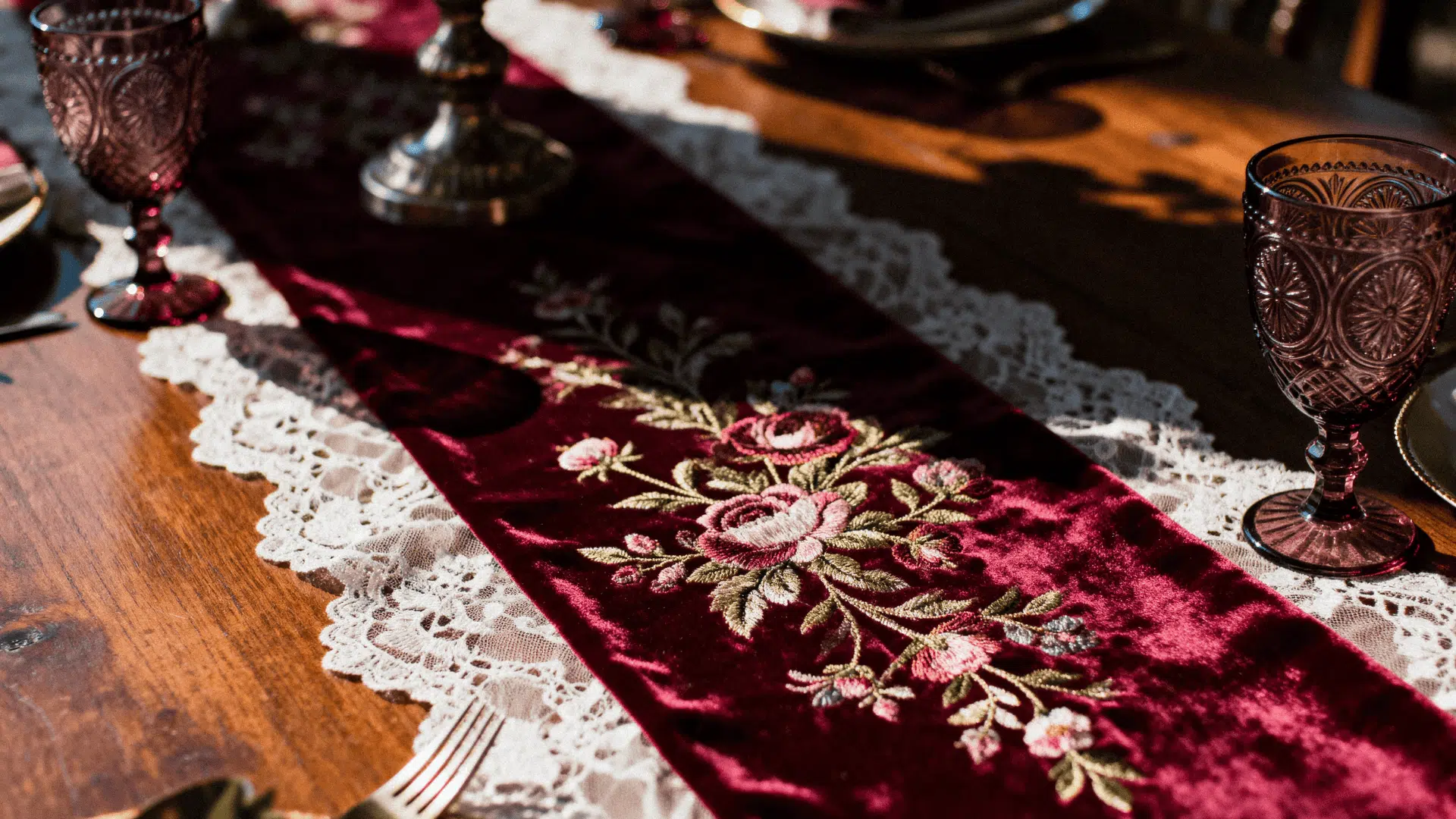 lace runners and vintage tablecloths