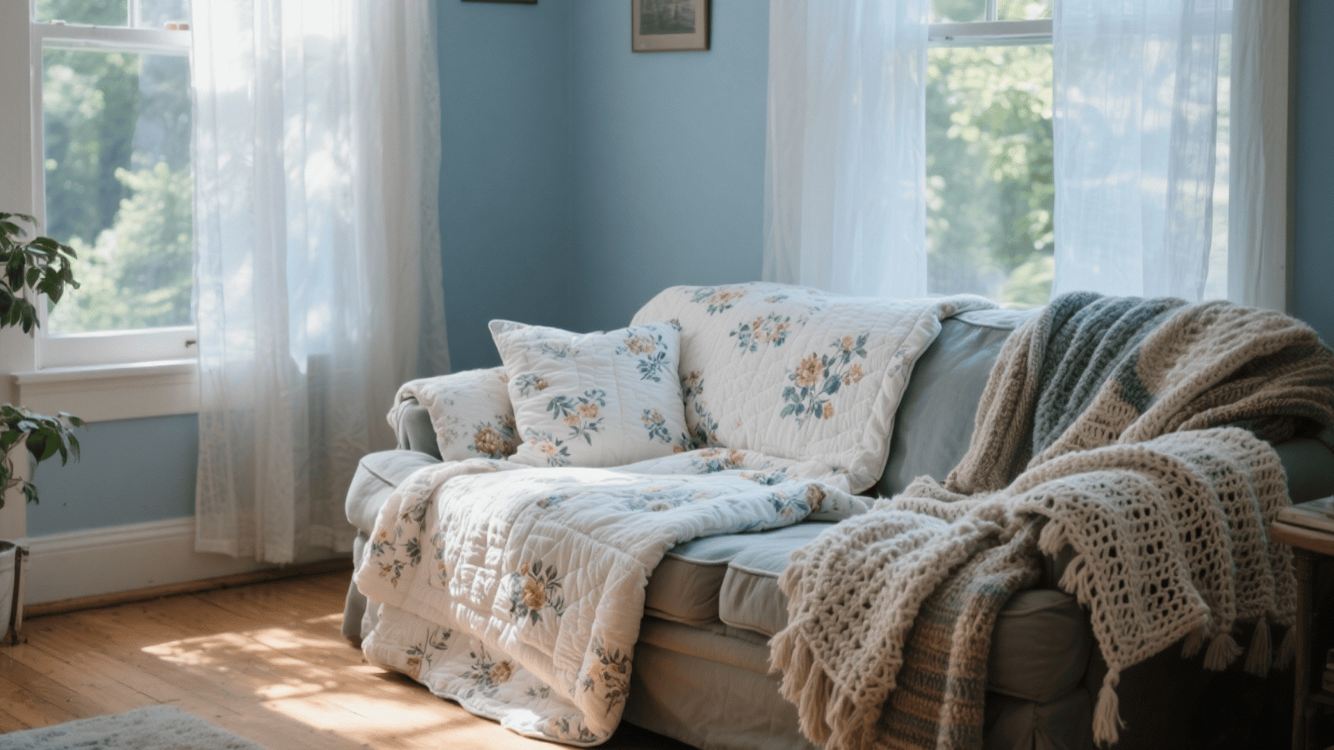 layered quilts and throws