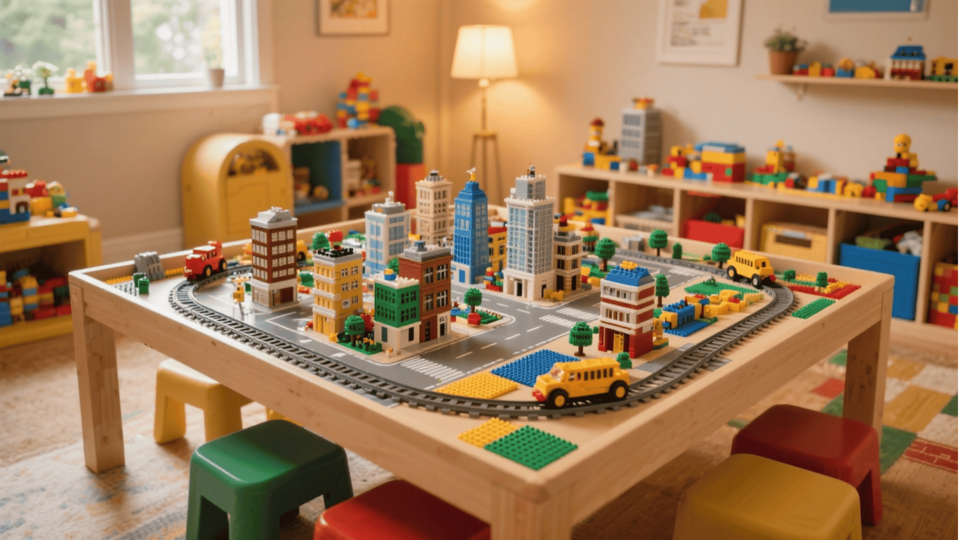 lego train and city combo table