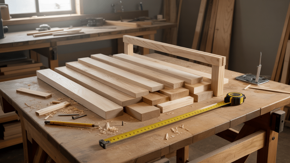 measure the space and cut the wood for diy dog gate