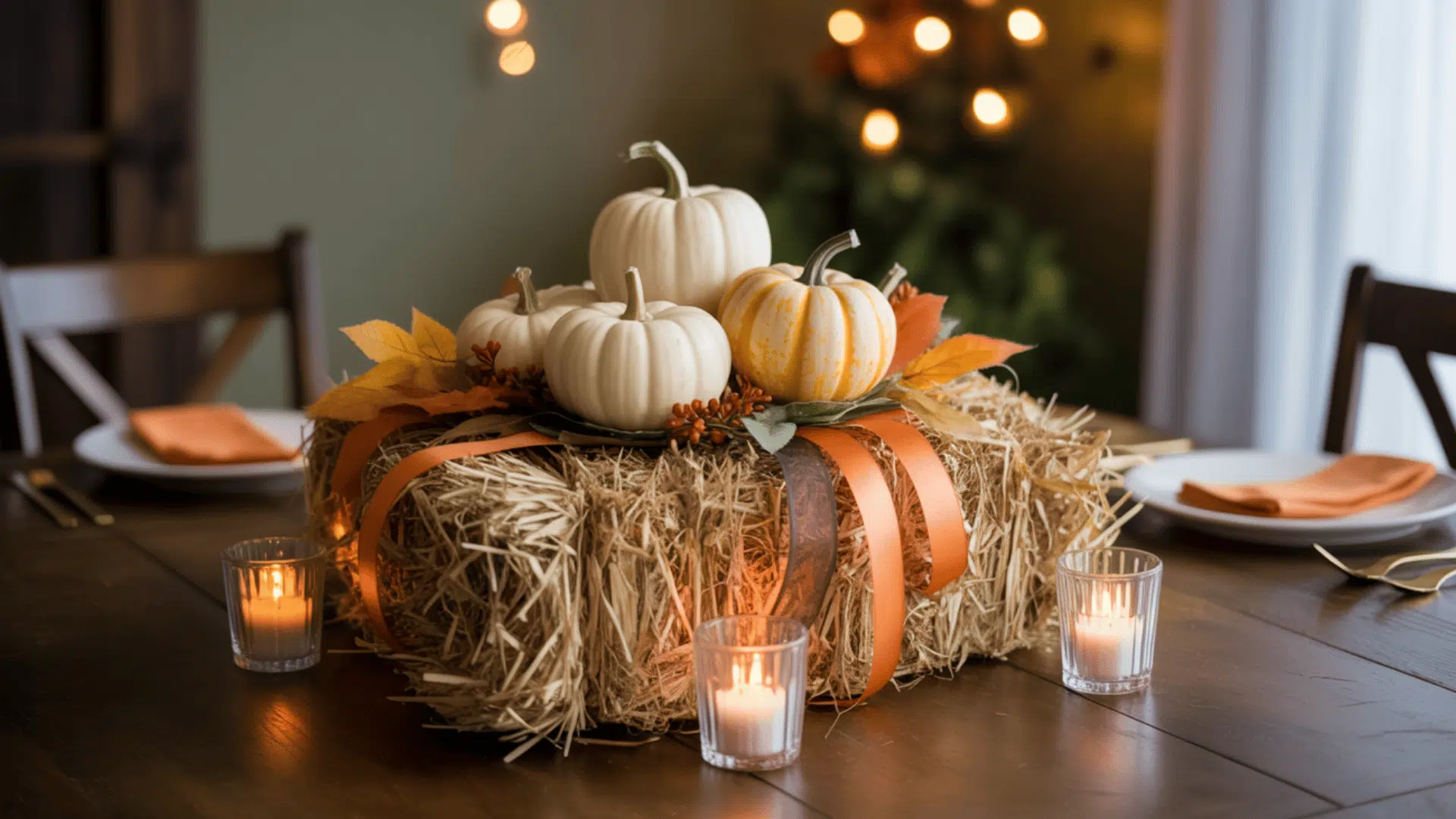 mini hay bale centerpiece