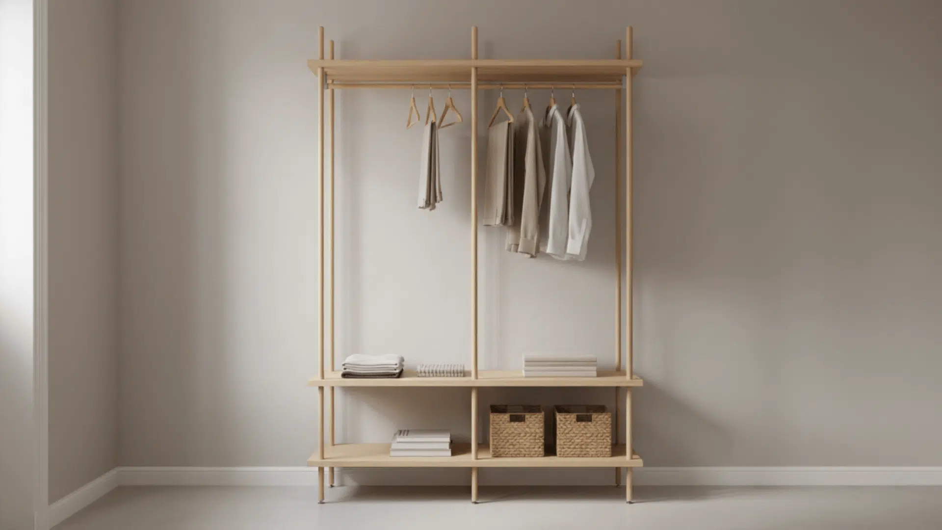 minimalist open frame closet system