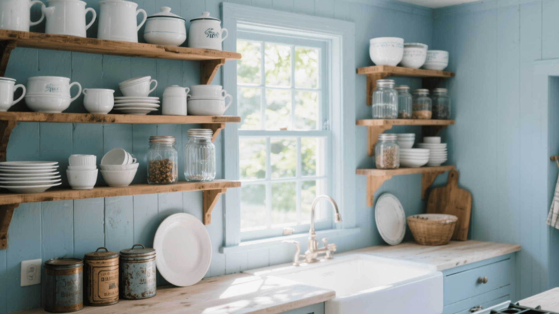 open kitchen shelving