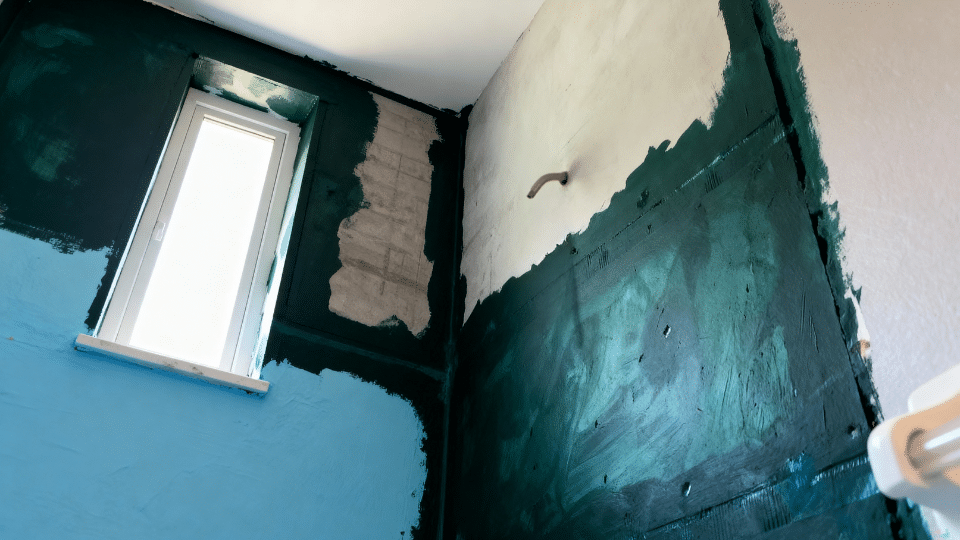 prepare walls and waterproof to diy remodel shower