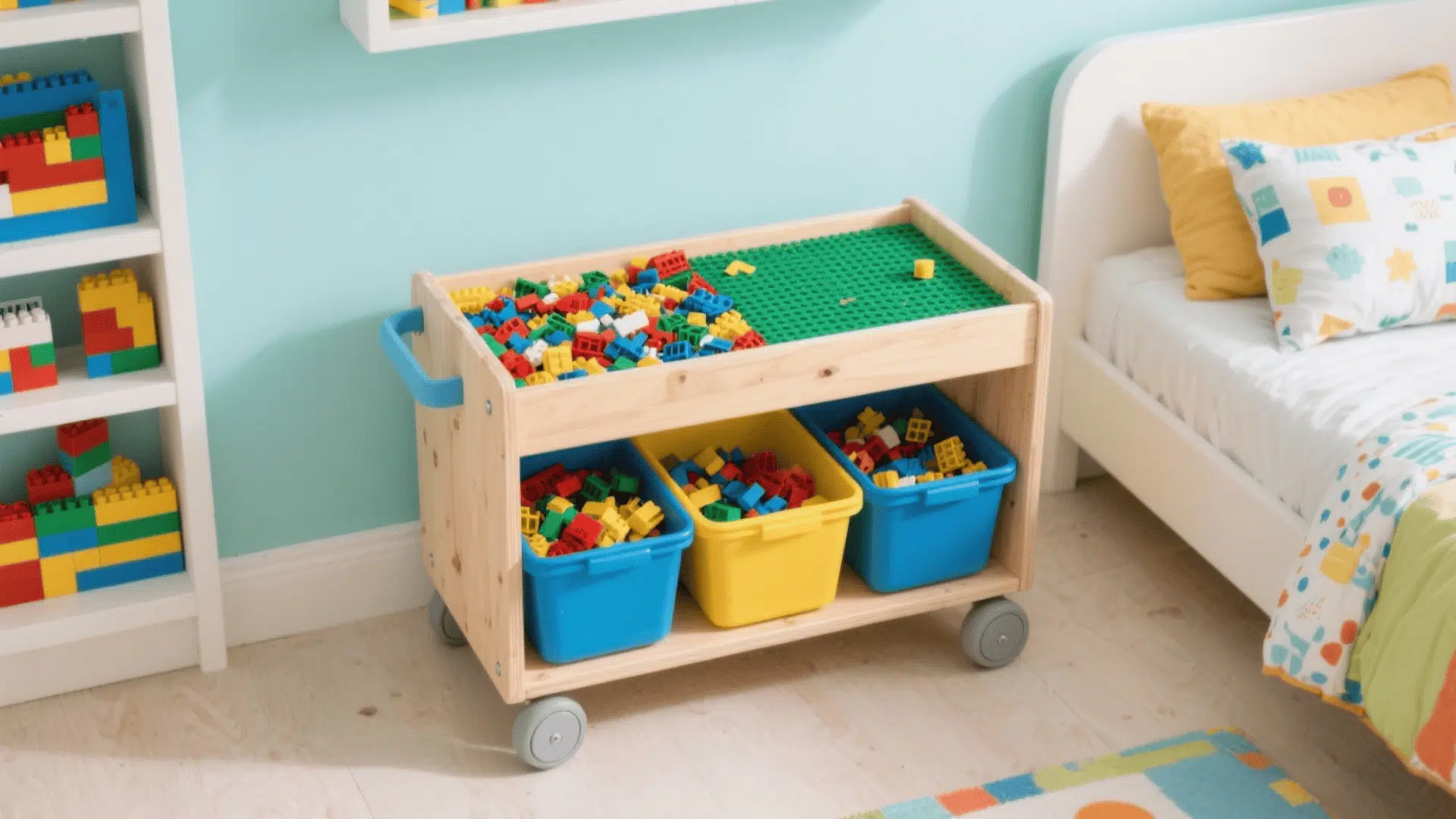 rolling lego cart table