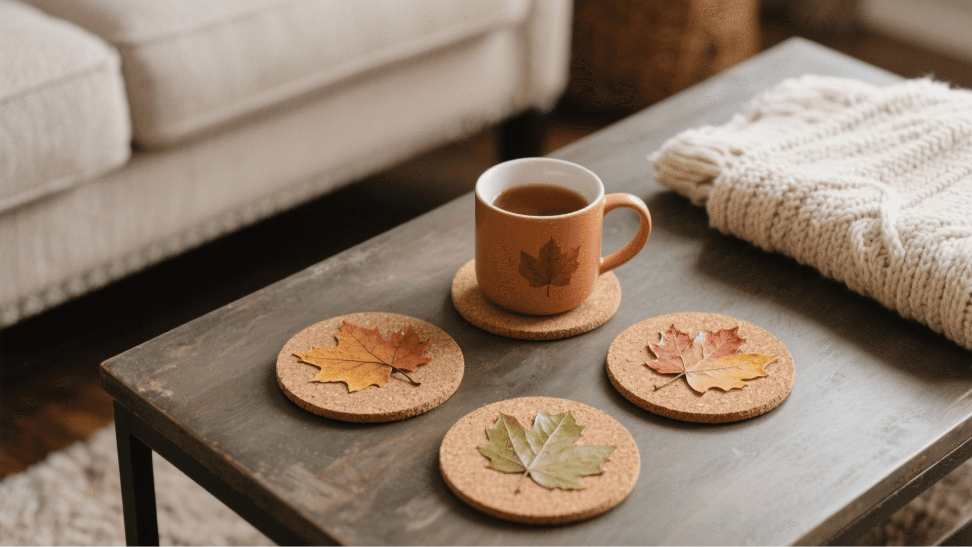 rustic leaf coasters