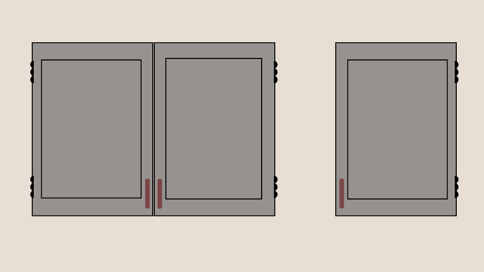start with opposite sides from hinges