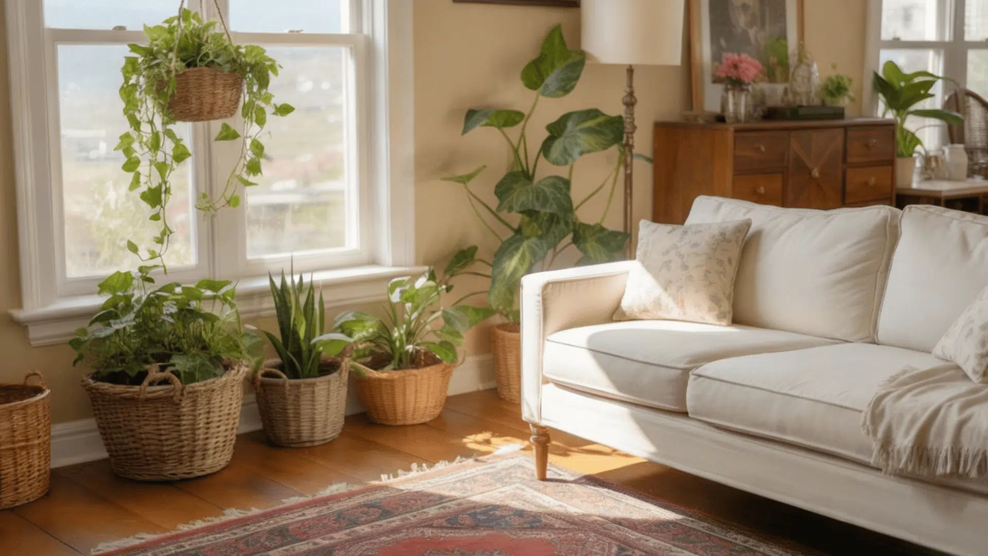 trailing plants in baskets