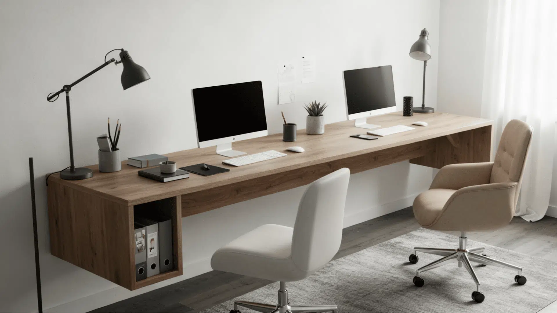 two person floating desk