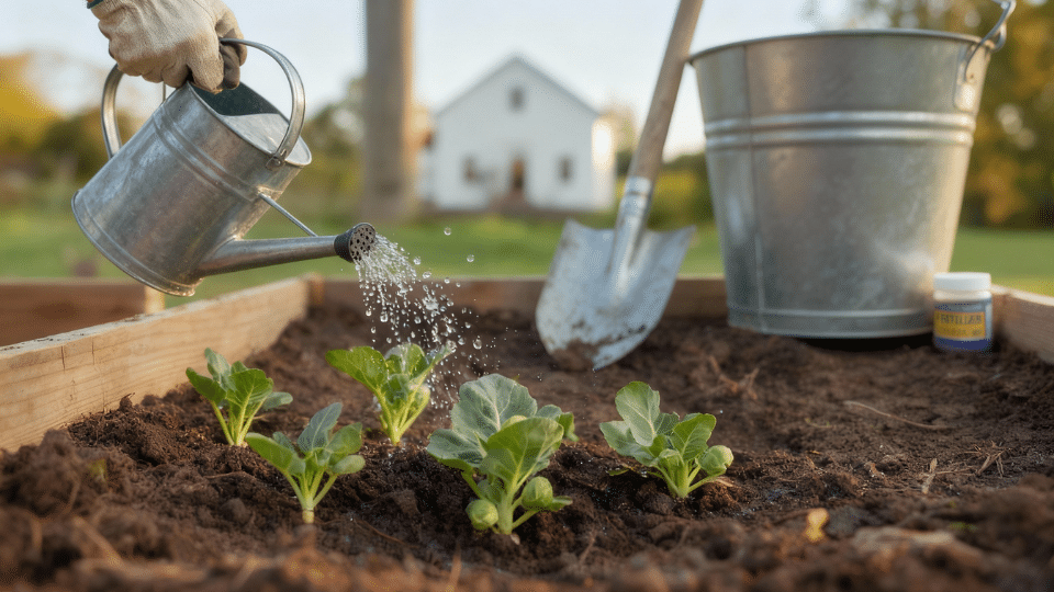 water and feed to grow brussels sprouts