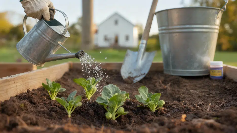 water and feed to grow brussels sprouts